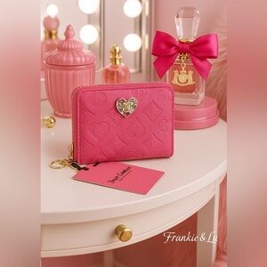 Juicy Couture Glitzed Out Babe Zip-Around Wallet NWT | Pink Jeweled Heart